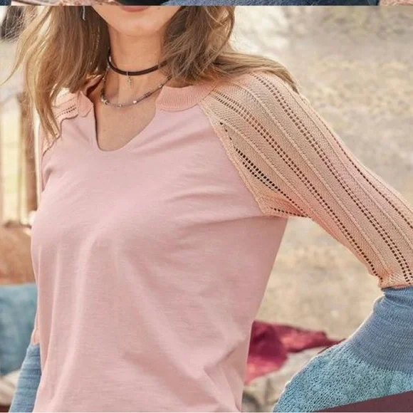 Beautiful SUNDANCE crochet bell sleeved t shirt top blouse - Picture 2 of 8